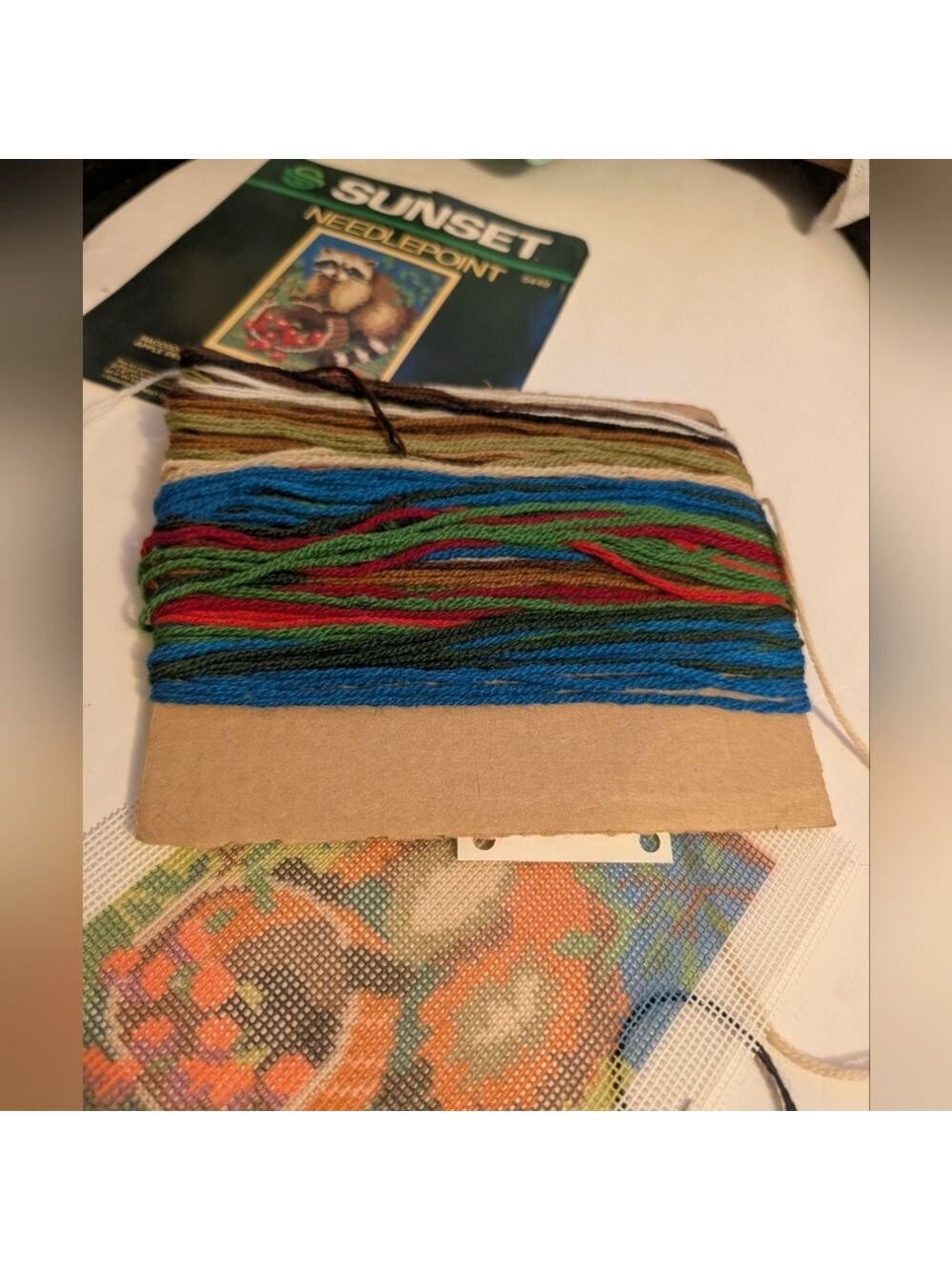 Sunset Needlepoint Kit with Raccoon Design - Picture 5 of 5